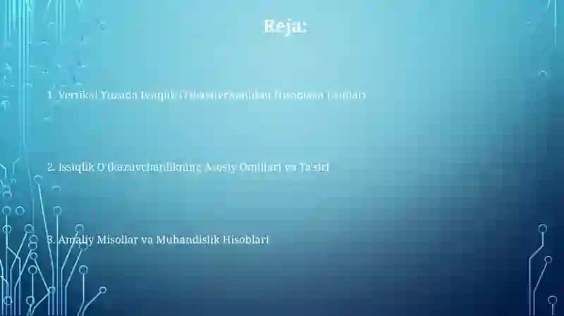 Vertikal sirt.Issiqlik berishni hisoblash 2