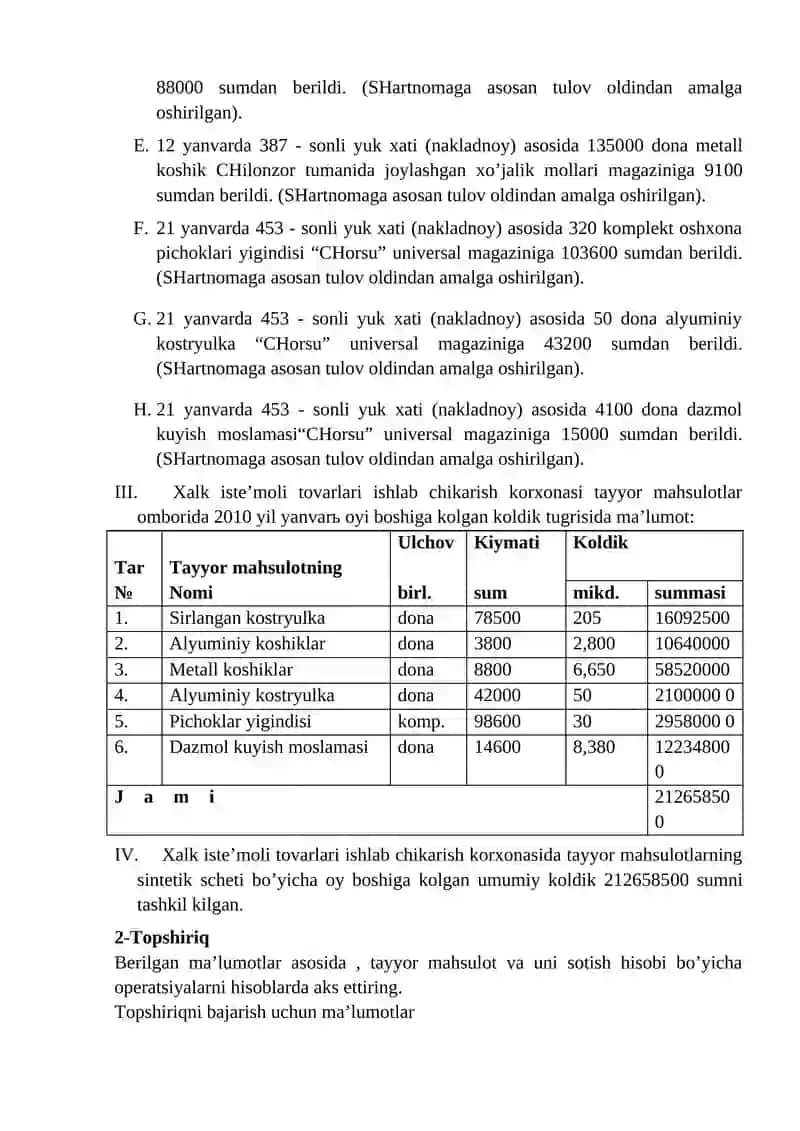 Xalk iste’moli tovarlari ishlab chikarish korxonasi 2