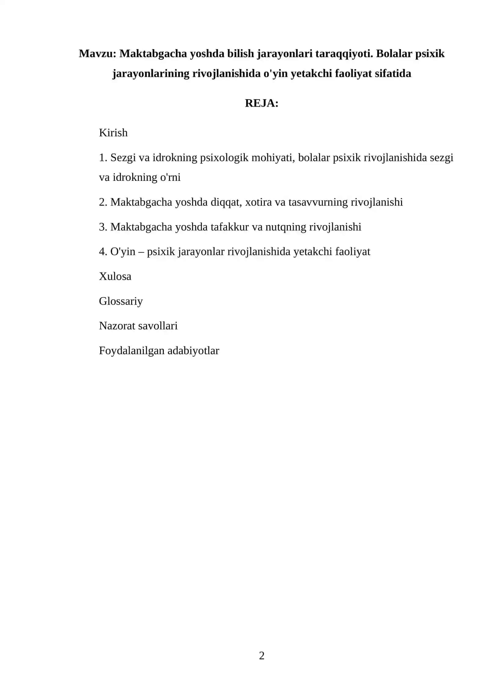 Bolalar psixologiyasi va psixodiagnostikasi 2
