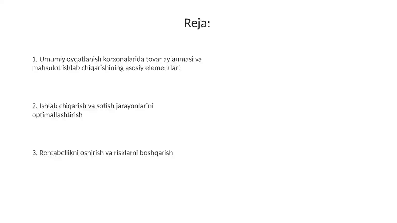 Umumiy ovqatlanish korxonalarida tovar aylanmasi va mahsulot ishlab chiqarish ni tahlil qilish 2