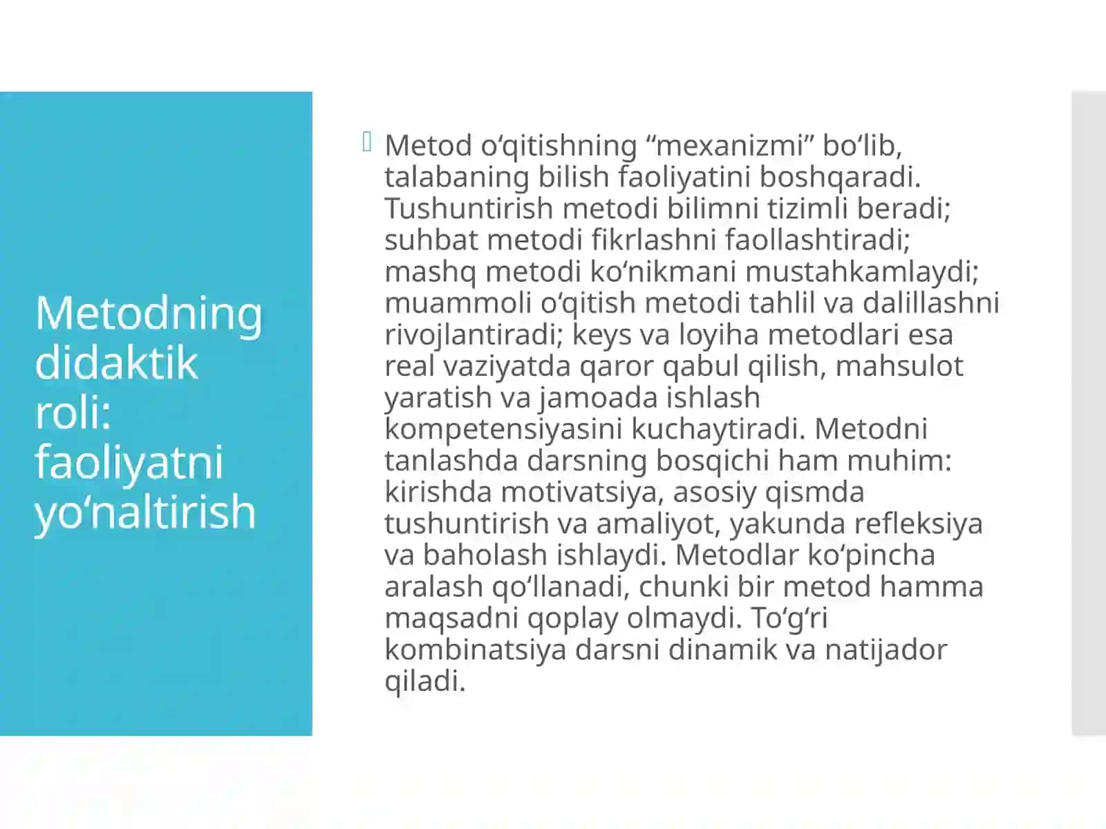 Ta’lim metodlari va vositalari: mavzu kirish 2