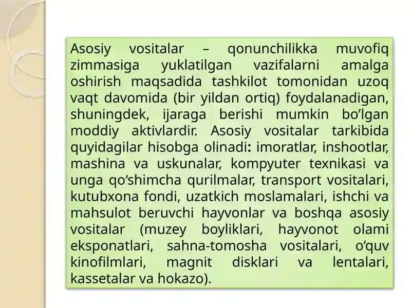 Asosiy vositalar va nomoddiy aktivlar xisobi 2