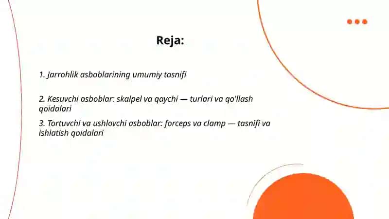 Jarrohlik asboblari tasnifi, ulardan foydalanish va qòllash qoidalari 2