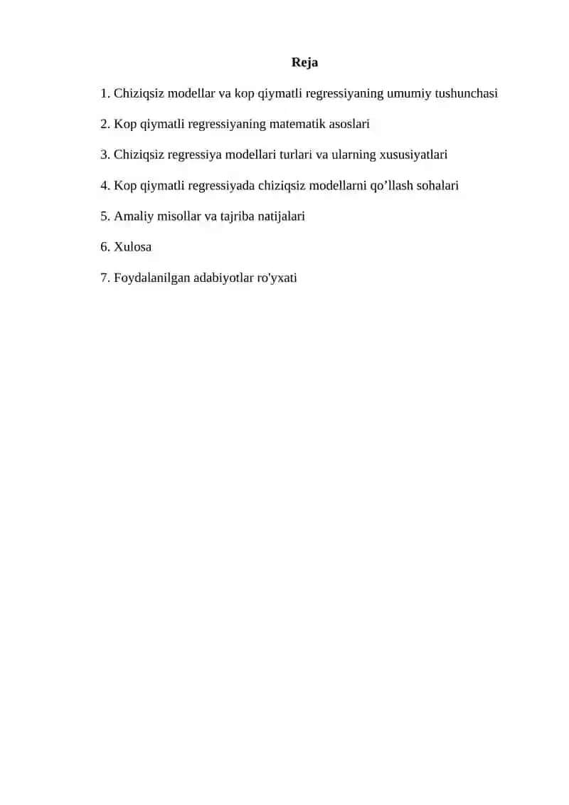 Chiziqsiz modellarda kop qiymatli regressiya 2