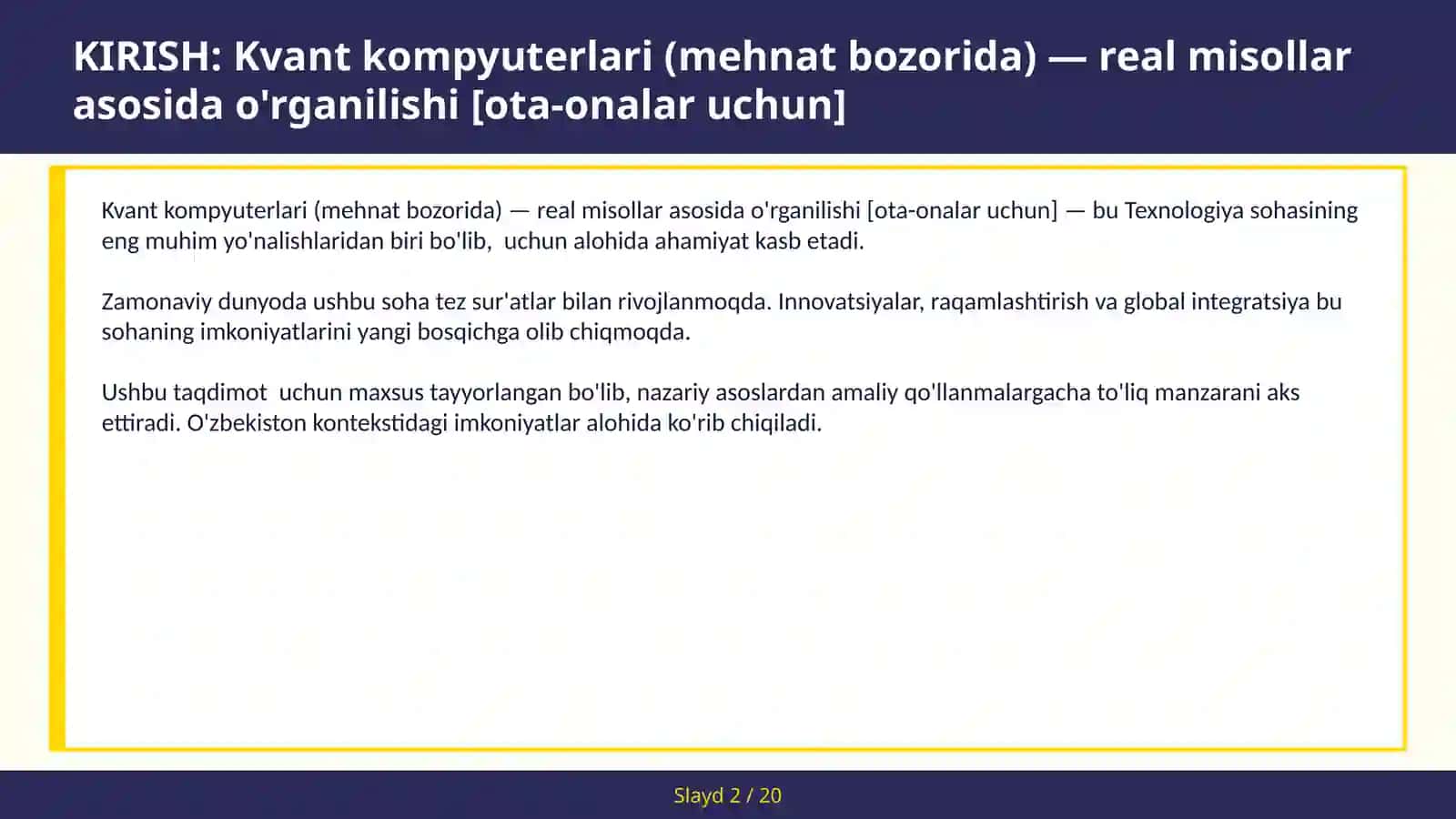 Kvant kompyuterlari (mehnat bozorida) — real misollar asosida o'rganilishi [ota-onalar uchun] 2