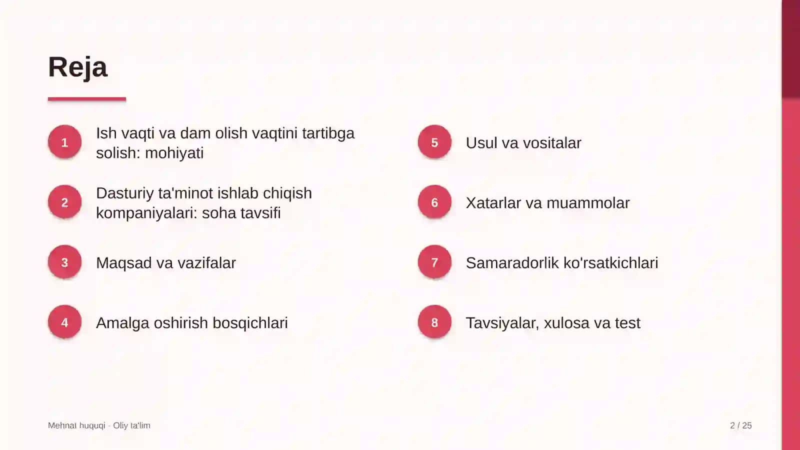 Mehnat huquqi · Oliy ta'lim 2