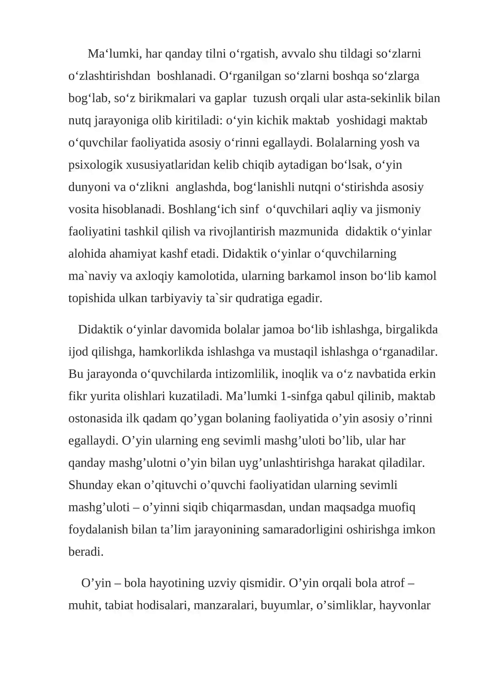 Boshlang’ich ta’lim jarayonida ta’limiy o’yinlarning ahamiyati 2
