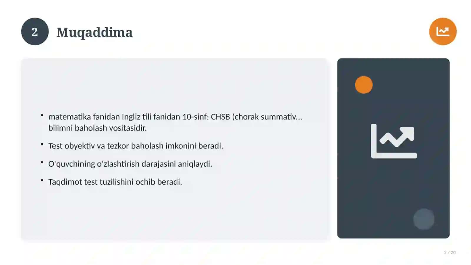 Ingliz tili fanidan 10-sinf: CHSB (chorak summativ baholash) 2