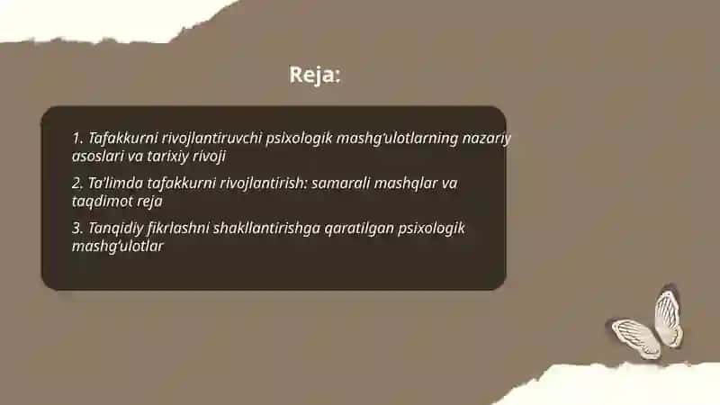 Tafakurni rivojlantiruvchi psixologik mashg‘ulotlar 2