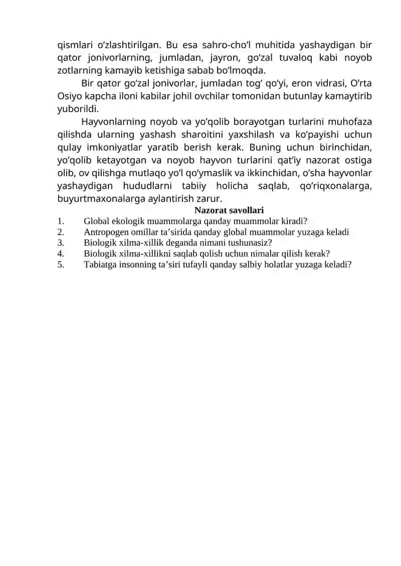 Hayvonot dunyosini muhofaza qilish 2