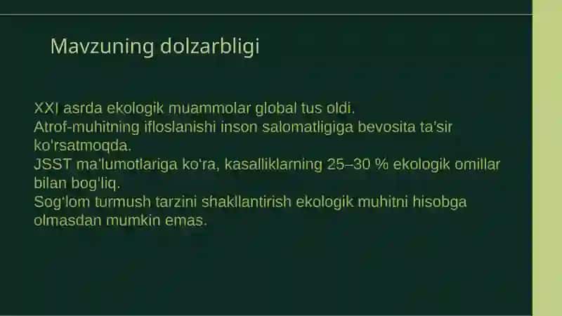 Ekologiya va sog'liqo'rtasidagi bog'liqlik 2