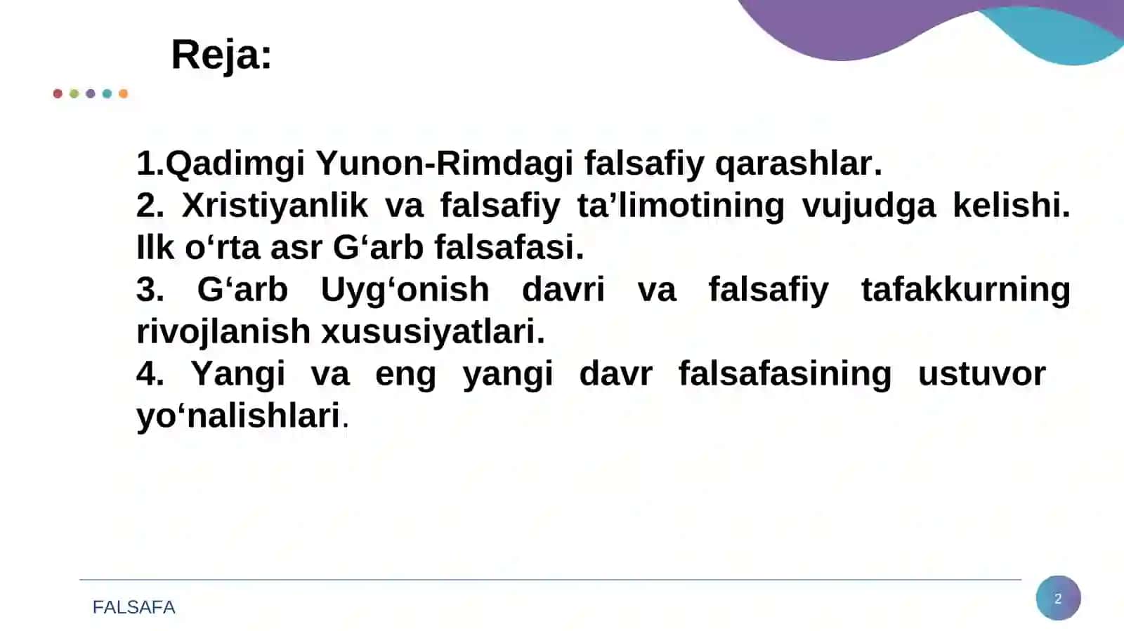 Falsafiy  tafakkur  taraqqiyot      bosqichlari  G‘arb  falsafasi 2
