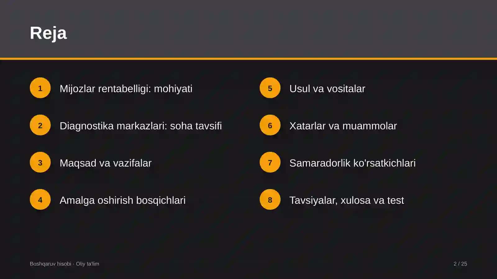 Diagnostika markazlarida mijozlar rentabelligini hisoblash 2