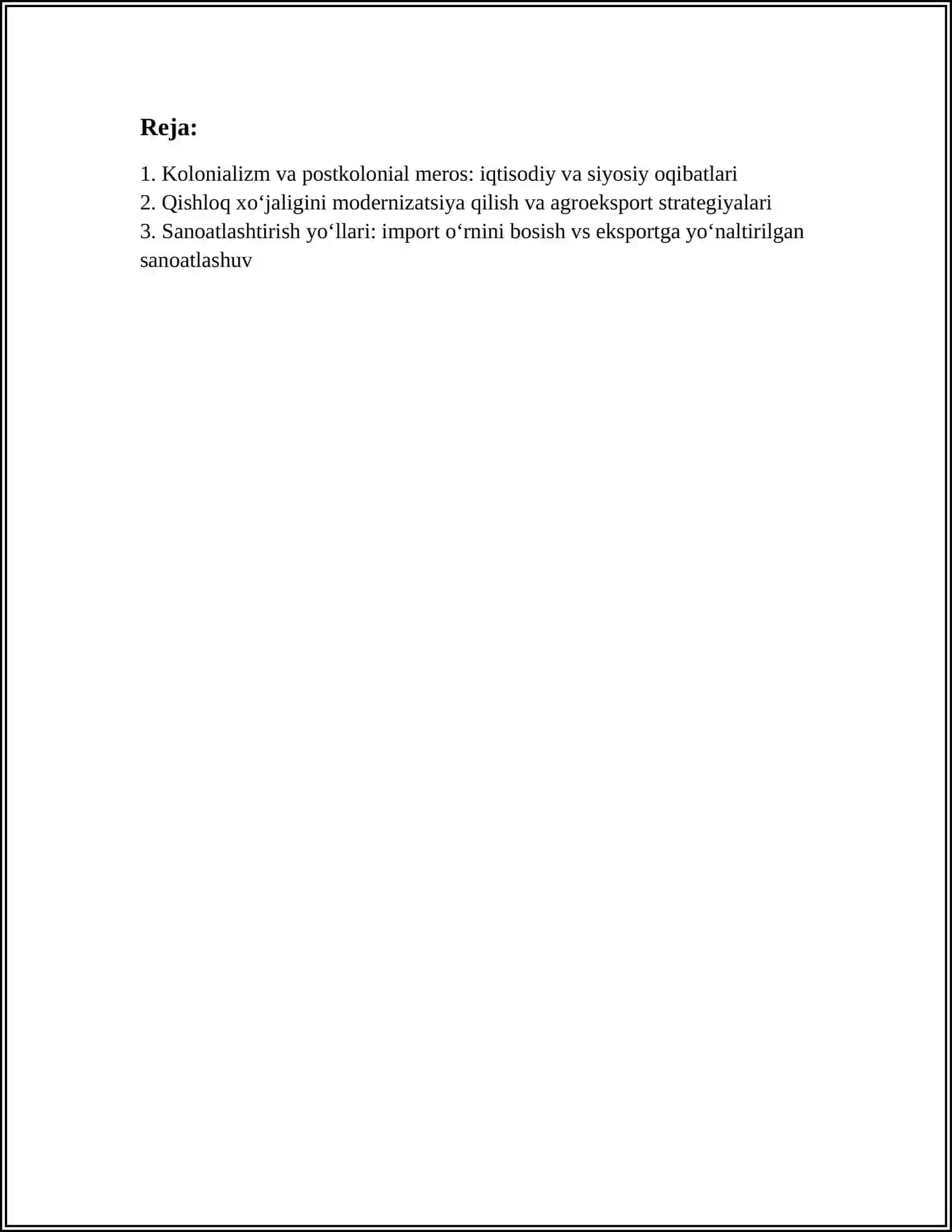 Kolonializm va postkolonial meros: iqtisodiy va siyosiy oqibatlari 2