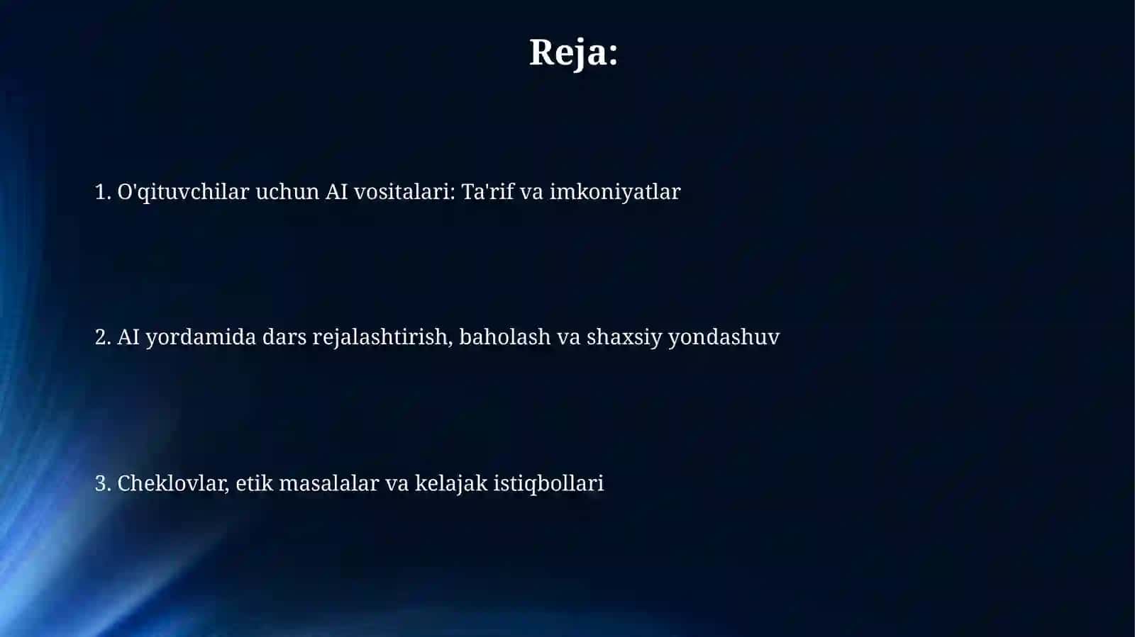 Sun'iy intellekt vositalari uchun dastur 2