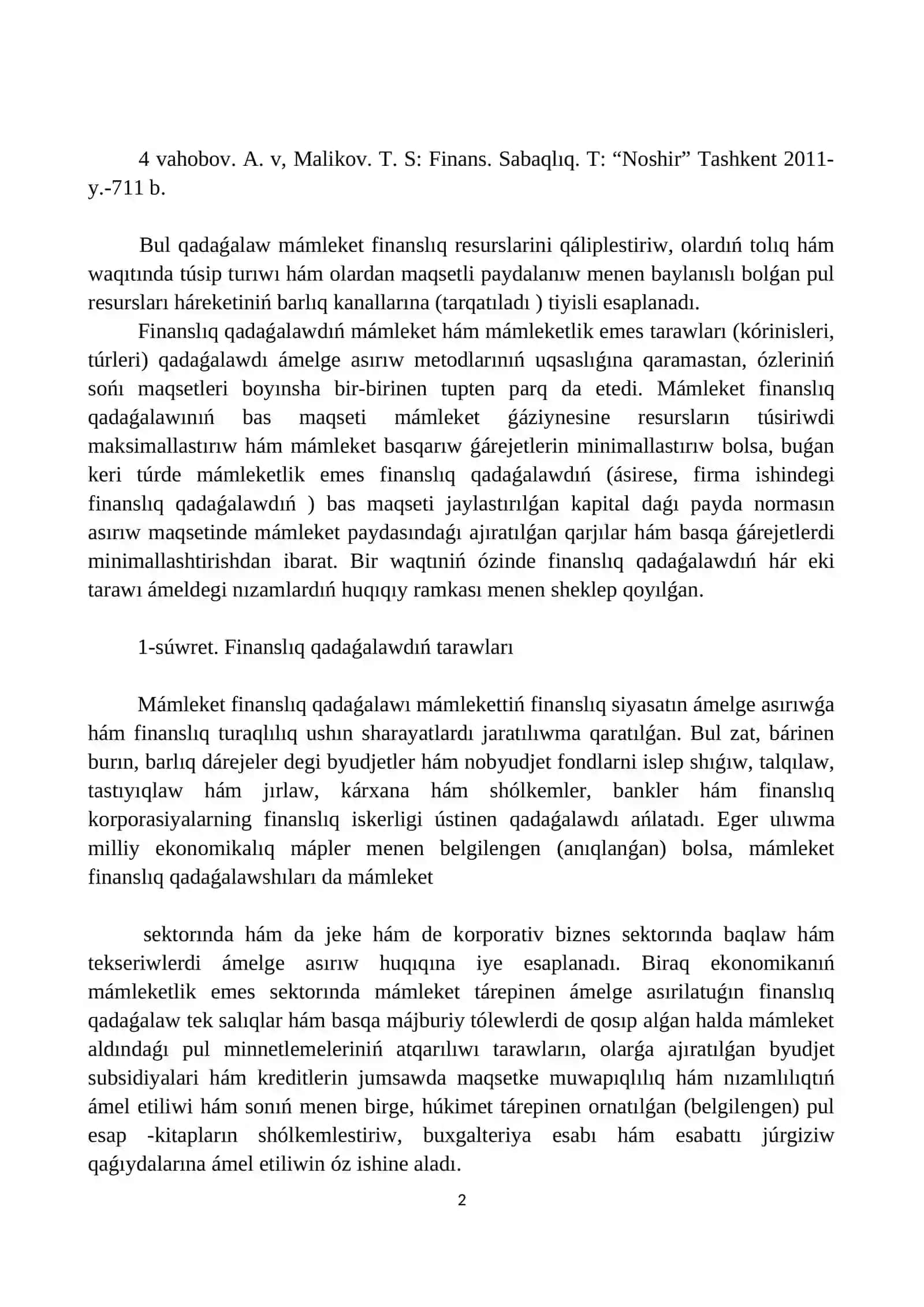 Finanslıq qadaǵalawdıń túrleri, forma hám usılları 2