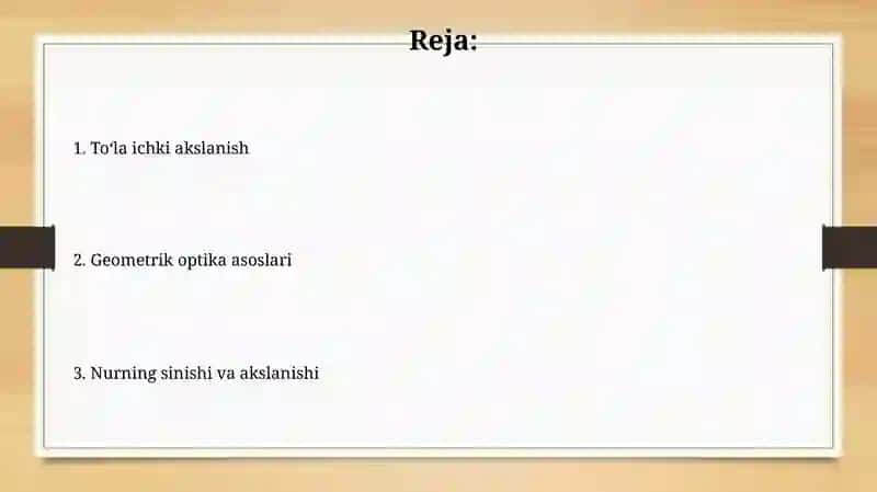 Geometrik optika. Yoruglikning sinishi va qaytishi 2