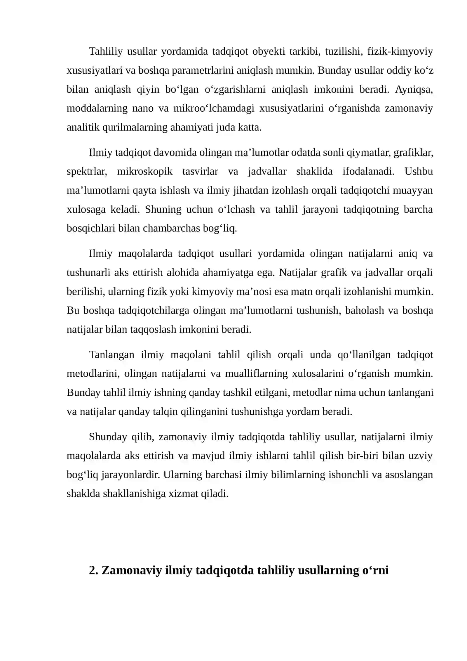 Zamonaviy ilmiy tadqiqotda tahliliy usullarning o‘rni 2