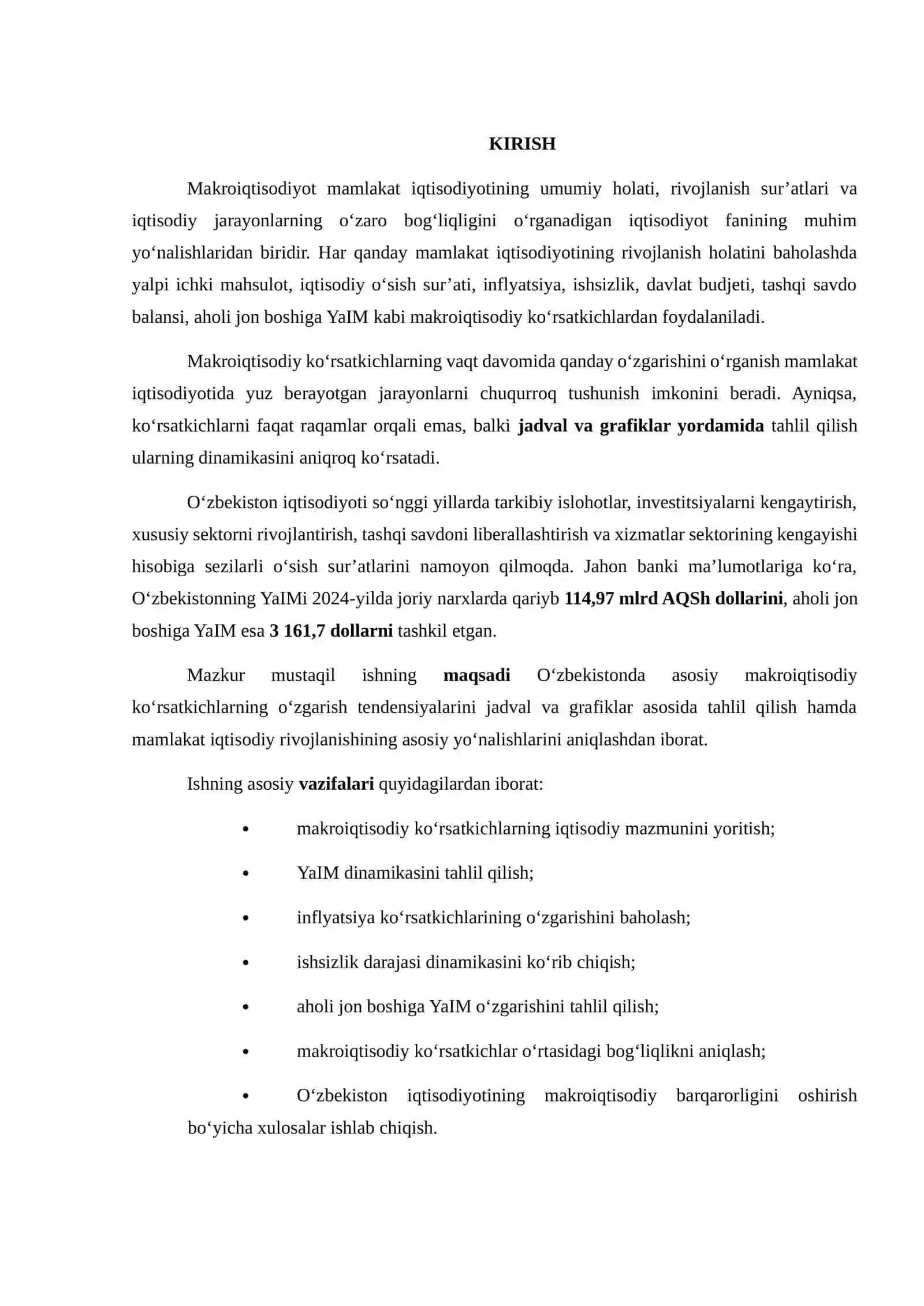 MAKROIQTISODIY KO‘RSATKICHLAR DINAMIKASINI JADVAL VA GRAFIKLAR ASOSIDA TAHLIL QILISH (O‘ZBEKISTON MISOLIDA) 2