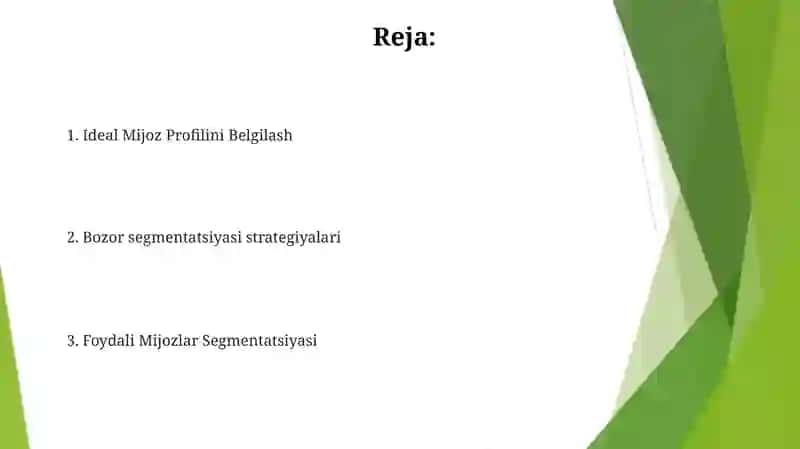 Bozor sigmentatsiyasi va haridor turlari 2