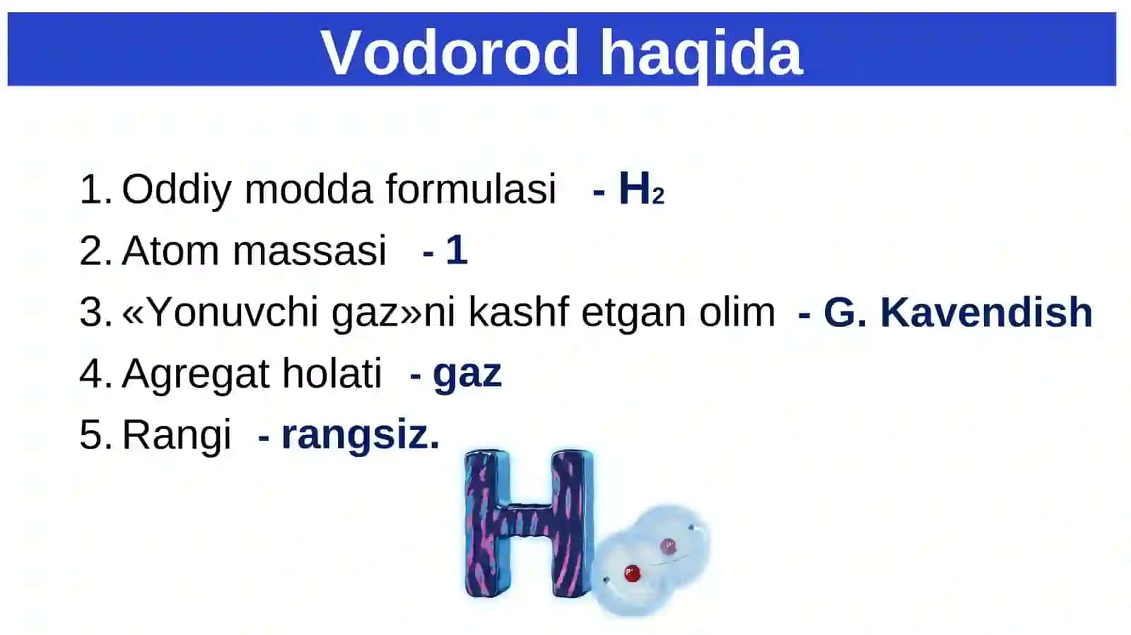 Vodorod – oddiy modda 2