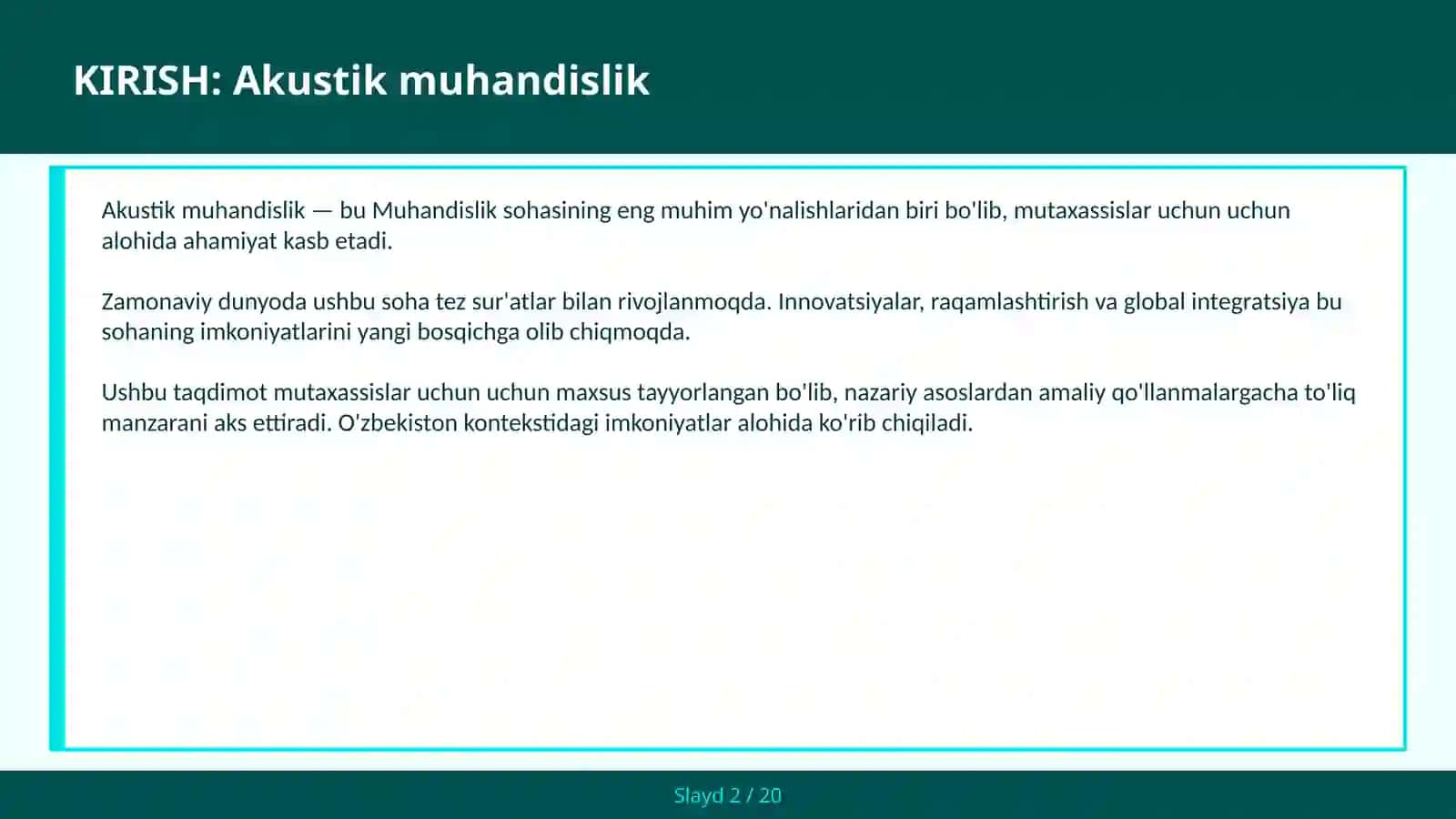 Akustik muhandislik 2