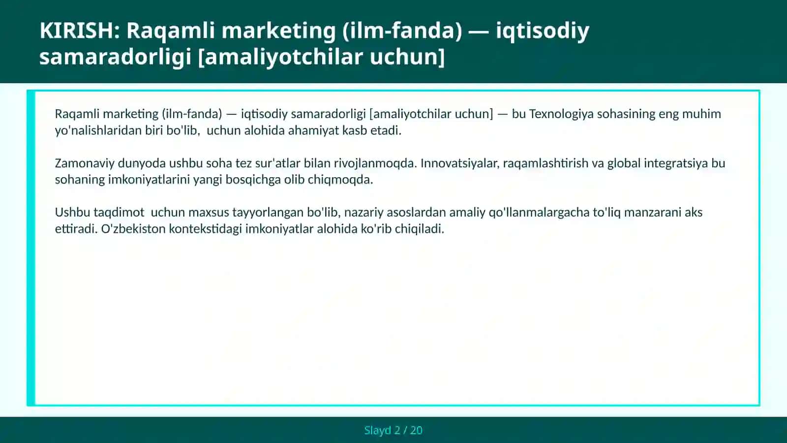 Raqamli marketing (ilm-fanda) — iqtisodiy samaradorligi [amaliyotchilar uchun] 2