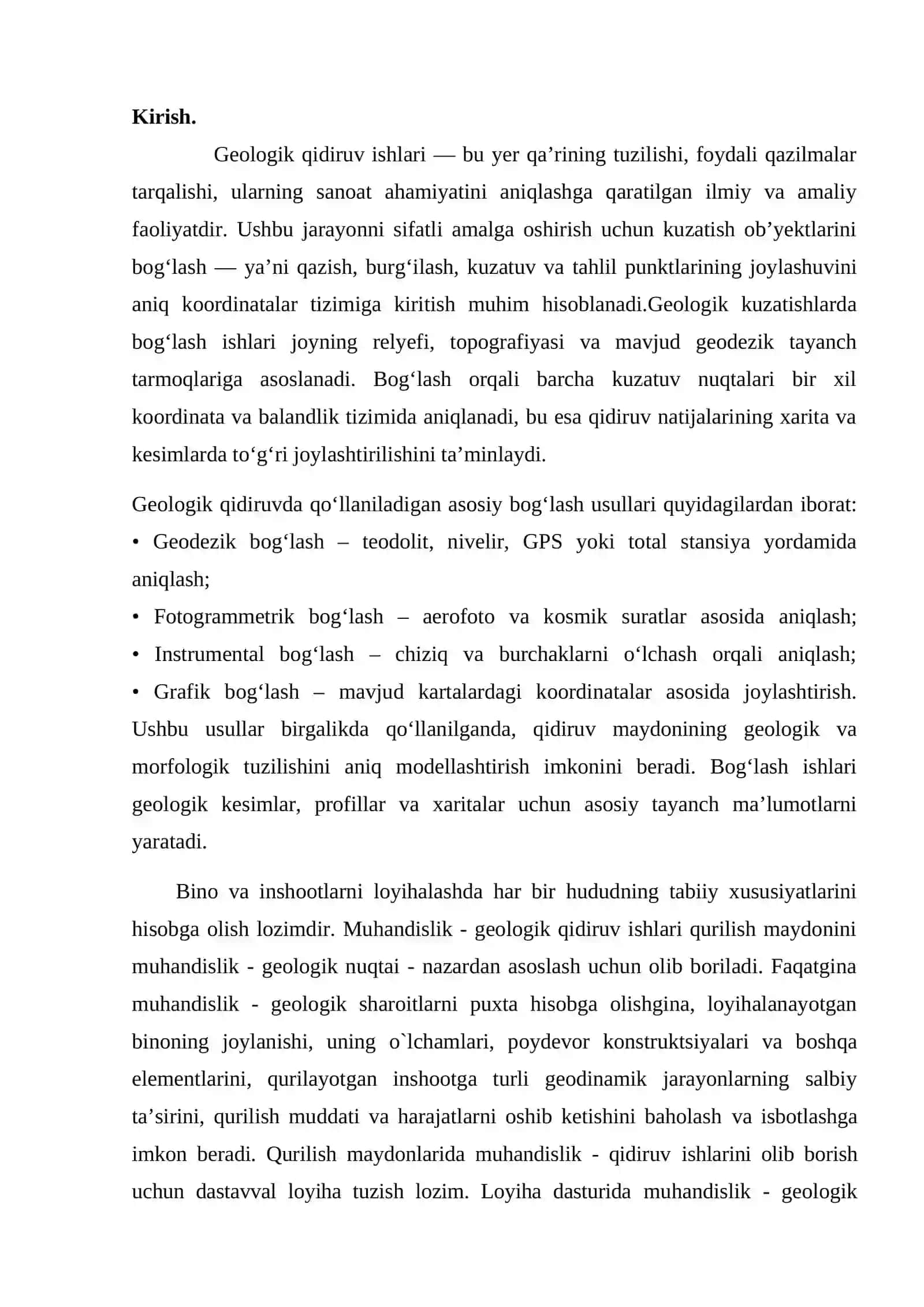 Geologik qidiruv kuzatish ob’yektlarini bog'lash usullari 2