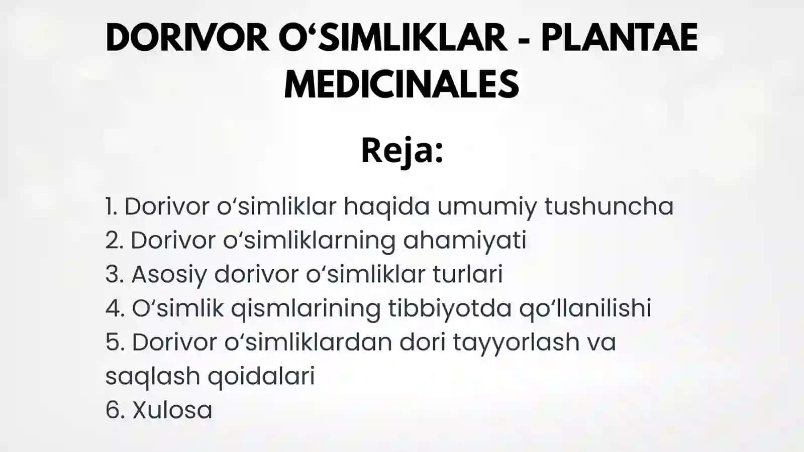 Dorivor oʻsimliklar 2