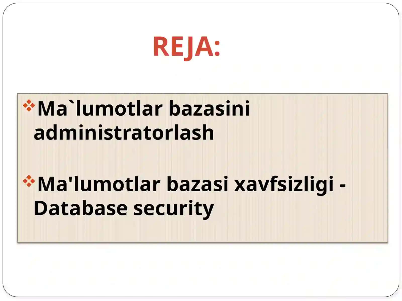 Ma`lumotlarbazasini administratorlash 2