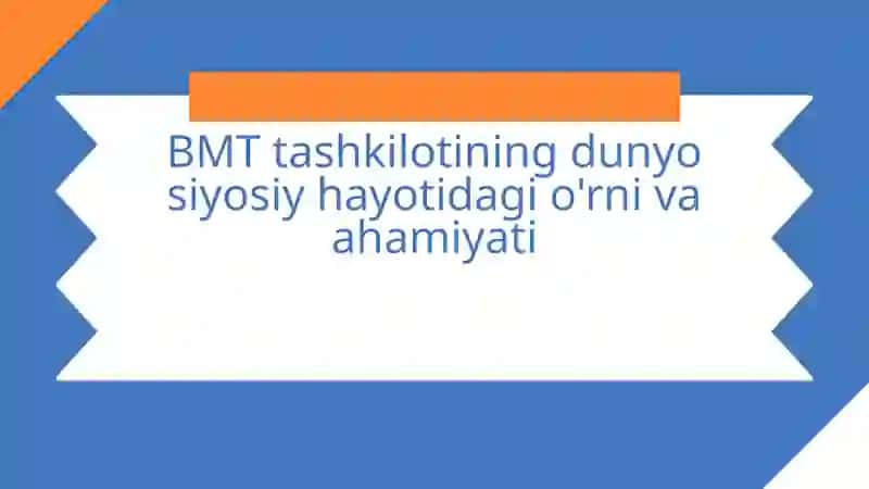 BMT Tashkilotining Asosiy Maqsadlari 2