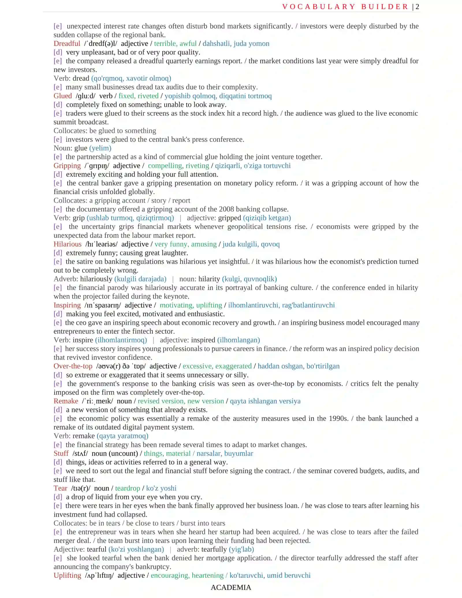 OUTCOMES' VOCABULARY BUILDER IN NEW FORMAT 2