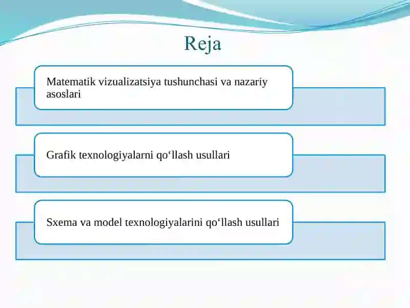 Matematika fanida vizualizatsiya (grafik, sxema, model) texnologiyalarini qo'llash usullari. 2