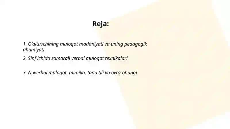 Oʻqituvchi faoliyatida muloqot madaniyati va psixologiyasi 2