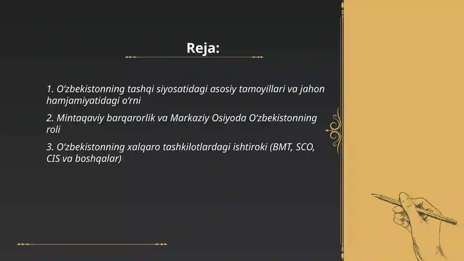 O‘zbekistonning jahon hamjamiyatidagmunosib o‘rni 2