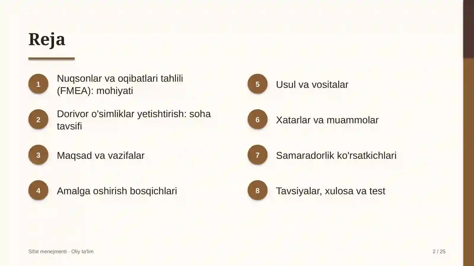 Dorivor o'simliklar yetishtirishda nuqsonlar va ularning oqibatlari tahlilini o'tkazish 2
