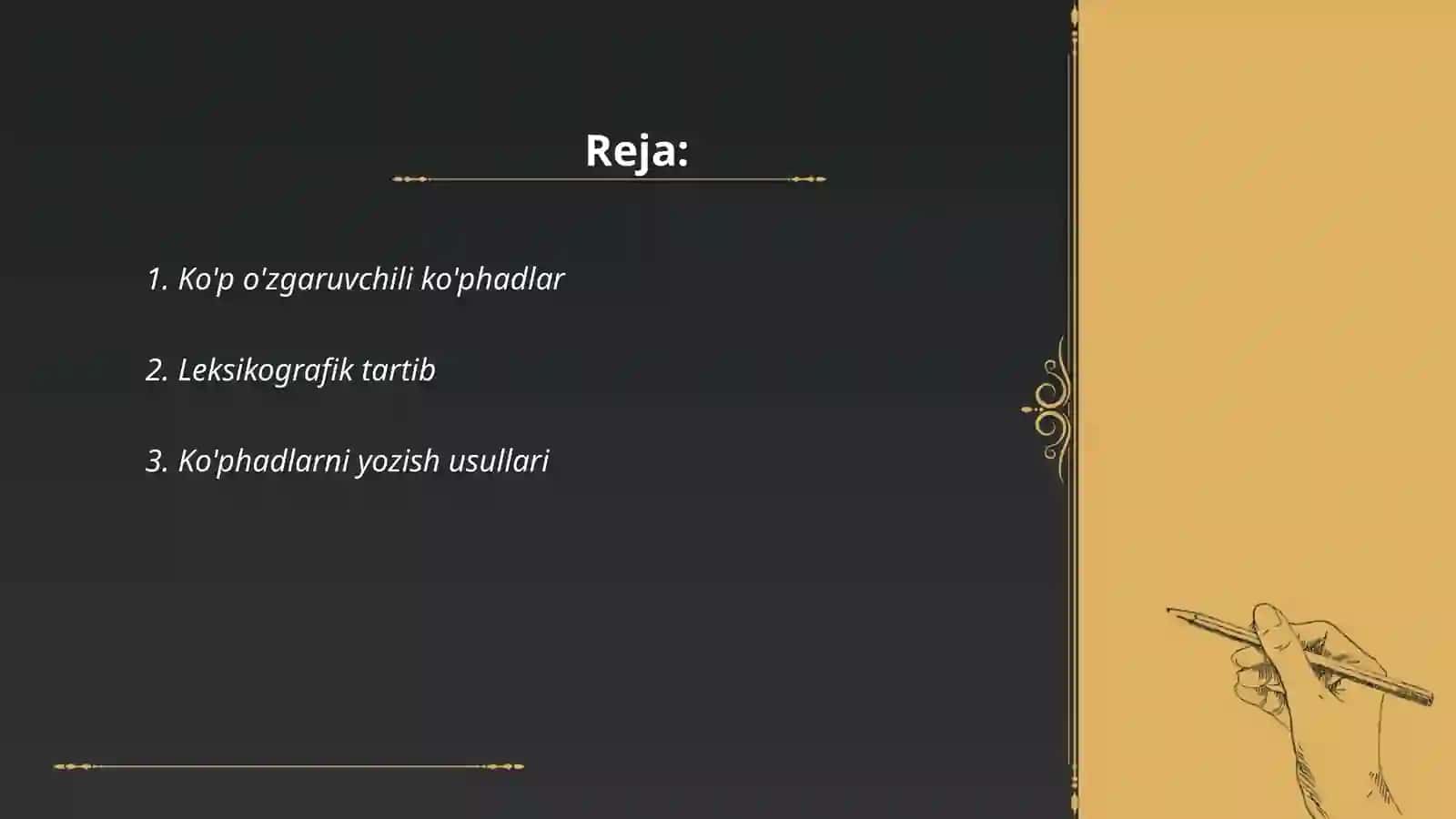 Ko'p o'zgaruvchili ko'pxadlarni leksikografik tartibda yozish 2
