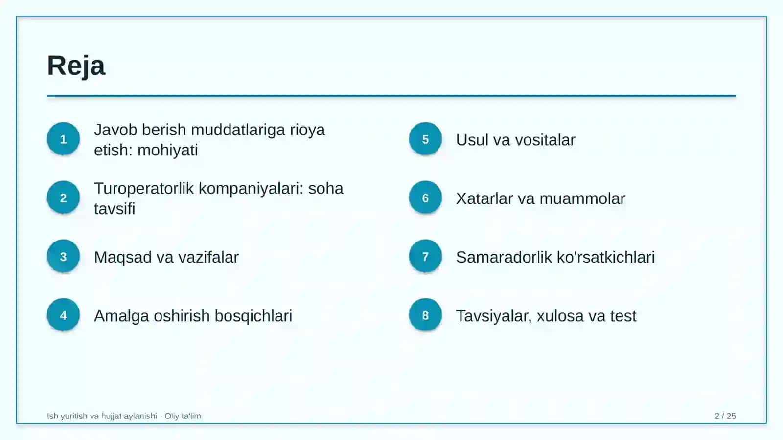 turoperatorlik kompaniyalarida murojaatlarga javob berish muddatlariga rioya etish 2041 2
