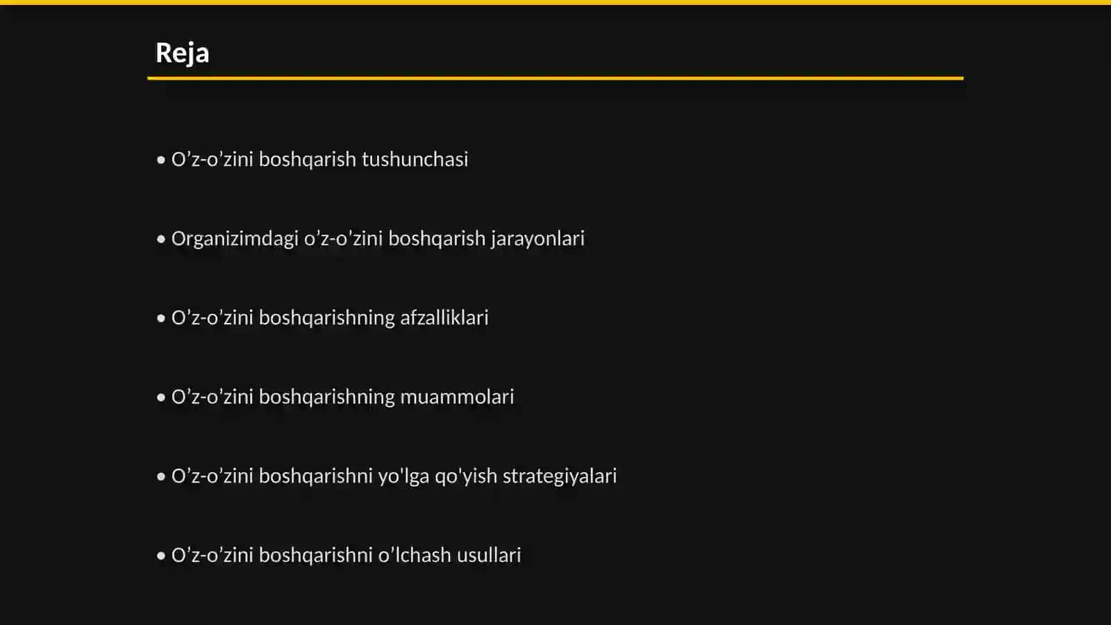 Organizimni o’z-o’zini boshqarilishi 2
