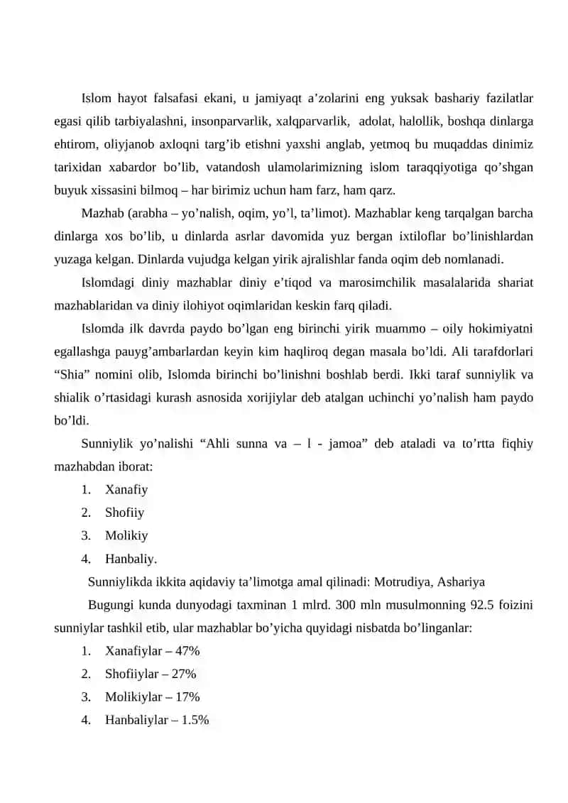 Islomdagi Mazhablari 2