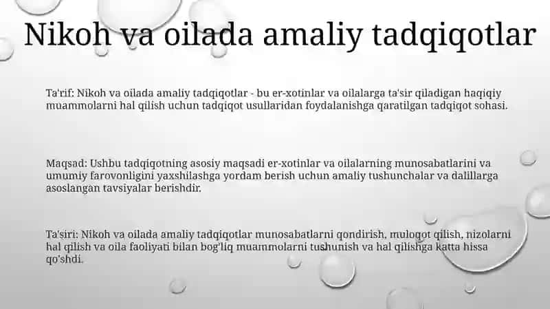 Nikoh Va Oila Sohasidagi Tadbiqiy Tadqiqotlar 2