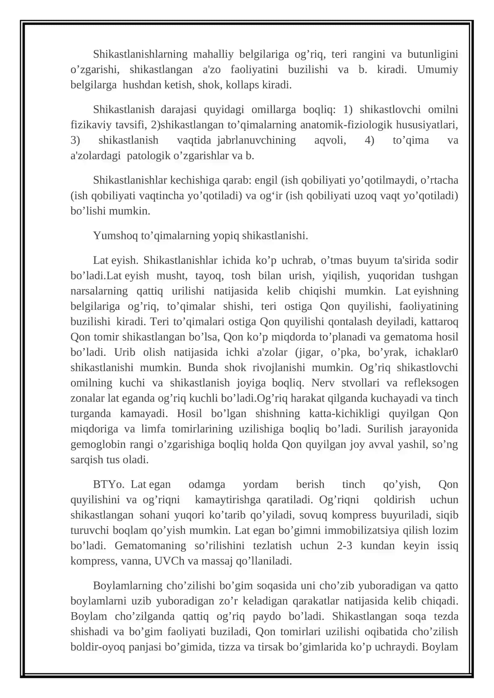 SHIKASTLANISHLAR. YUMSHOQ TO’QIMALARNING SHIKASTLANISHI 2