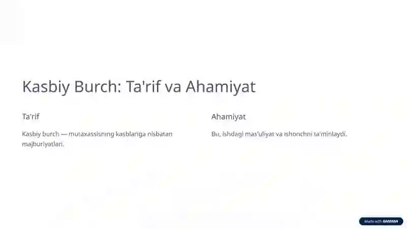 Kasbiy Etikaning Mezoniy Tushunchalari: Kirish 2