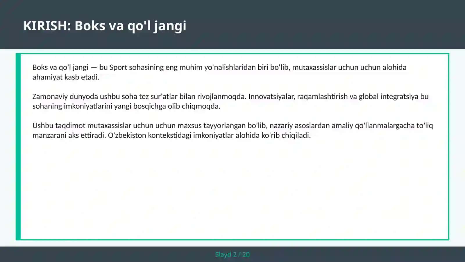 Boks va qo'l jangi 2