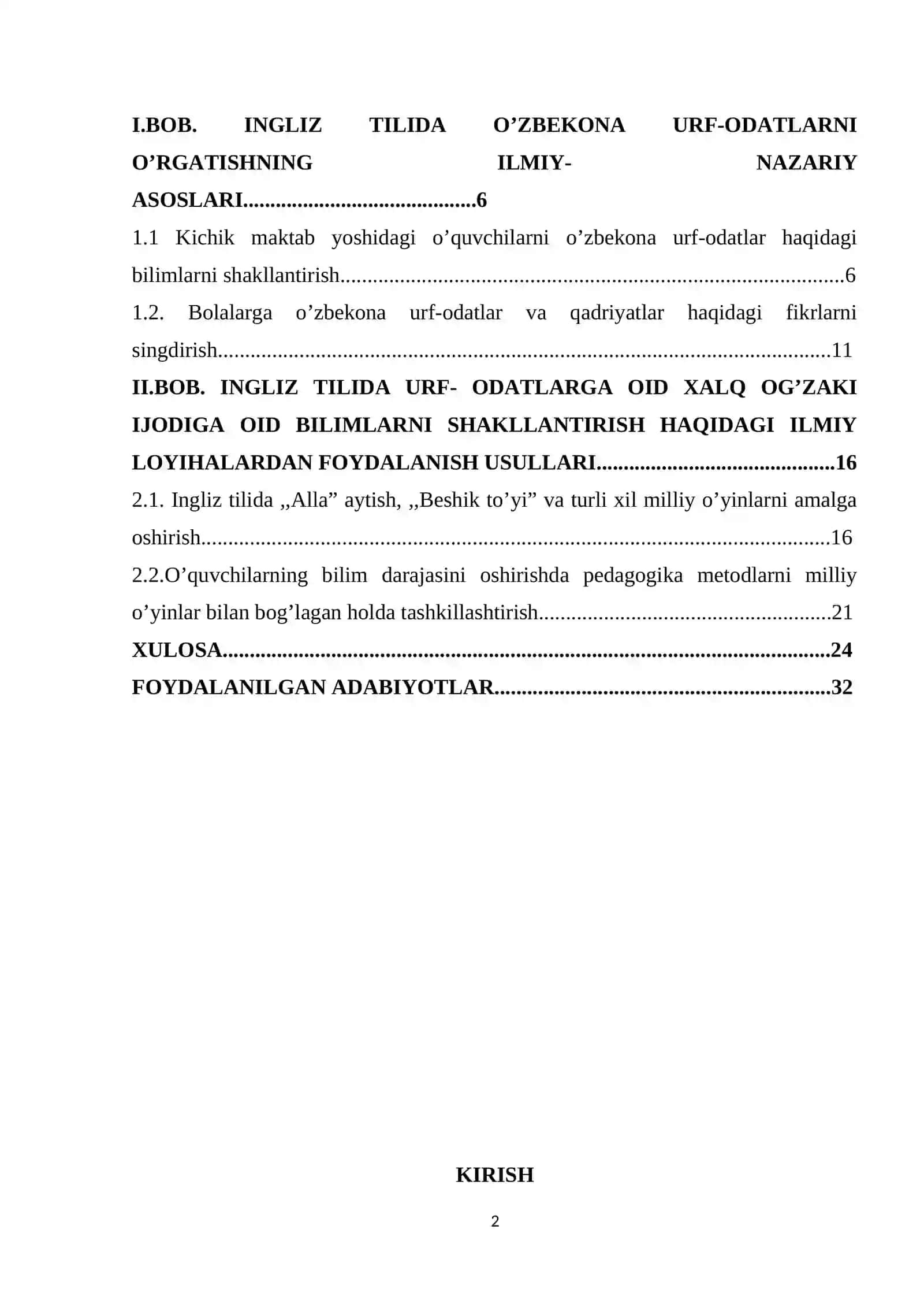 INGLIZ TILIDA O'ZBEKONA URF-ODATLARNI O'RGATISH ISHLANMA-LOYIHASI 2