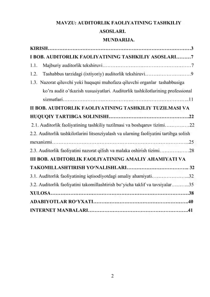 AUDITORLIK FAOLIYATINING TASHKILIY ASOSLARI. 2