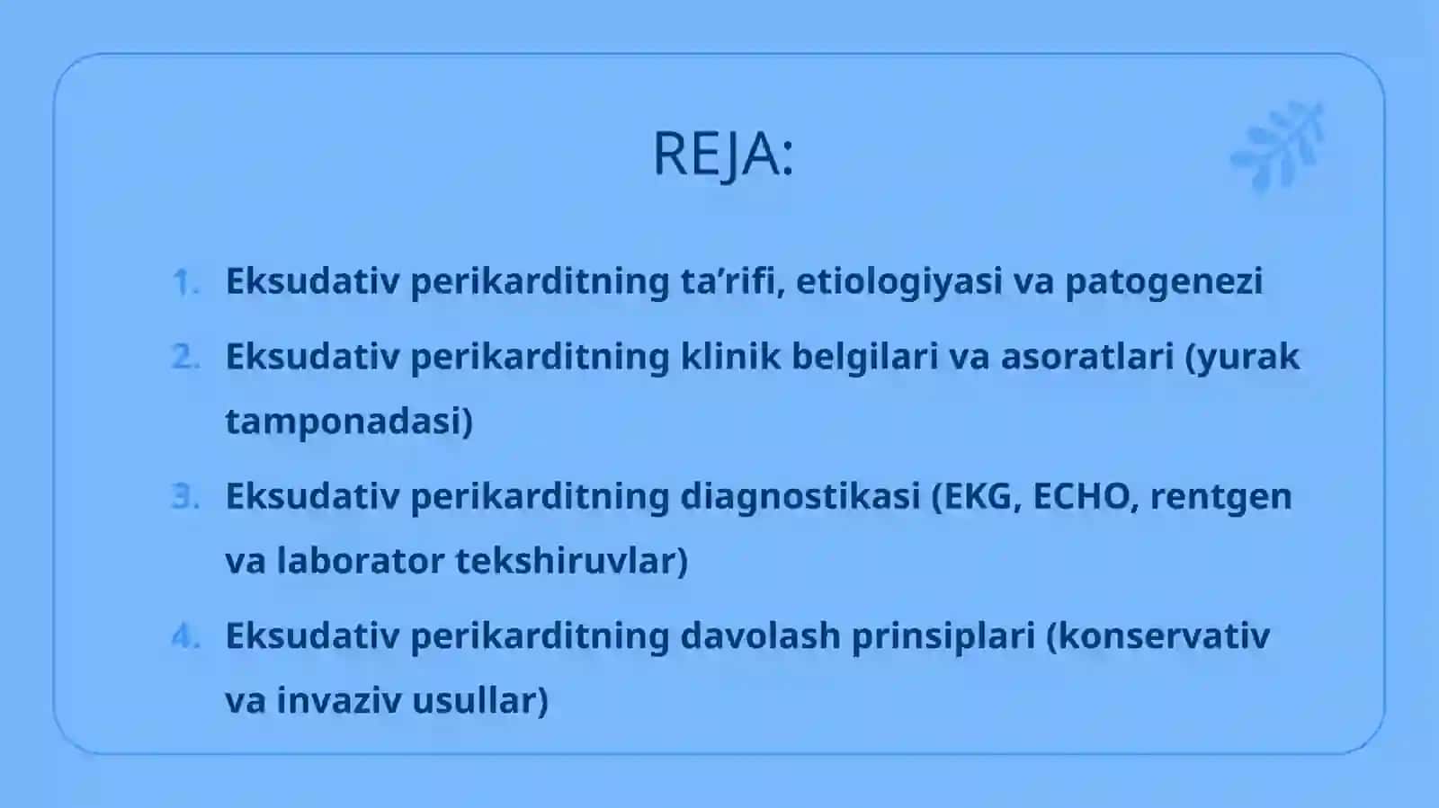 Eksudativperikardit: klinikasi, diagnostikasi, davolash 2
