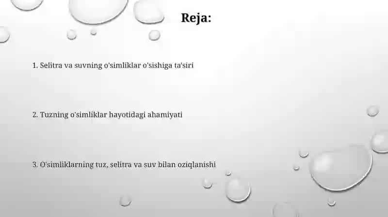 O'simtiklarning «tuz», «selitra» va «suv» bilan oziqlanishi haqida 2