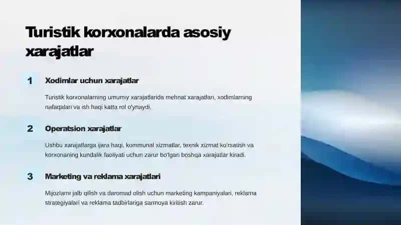 Turistik korxonalarning xarajatlari va aylanma kapitali 2