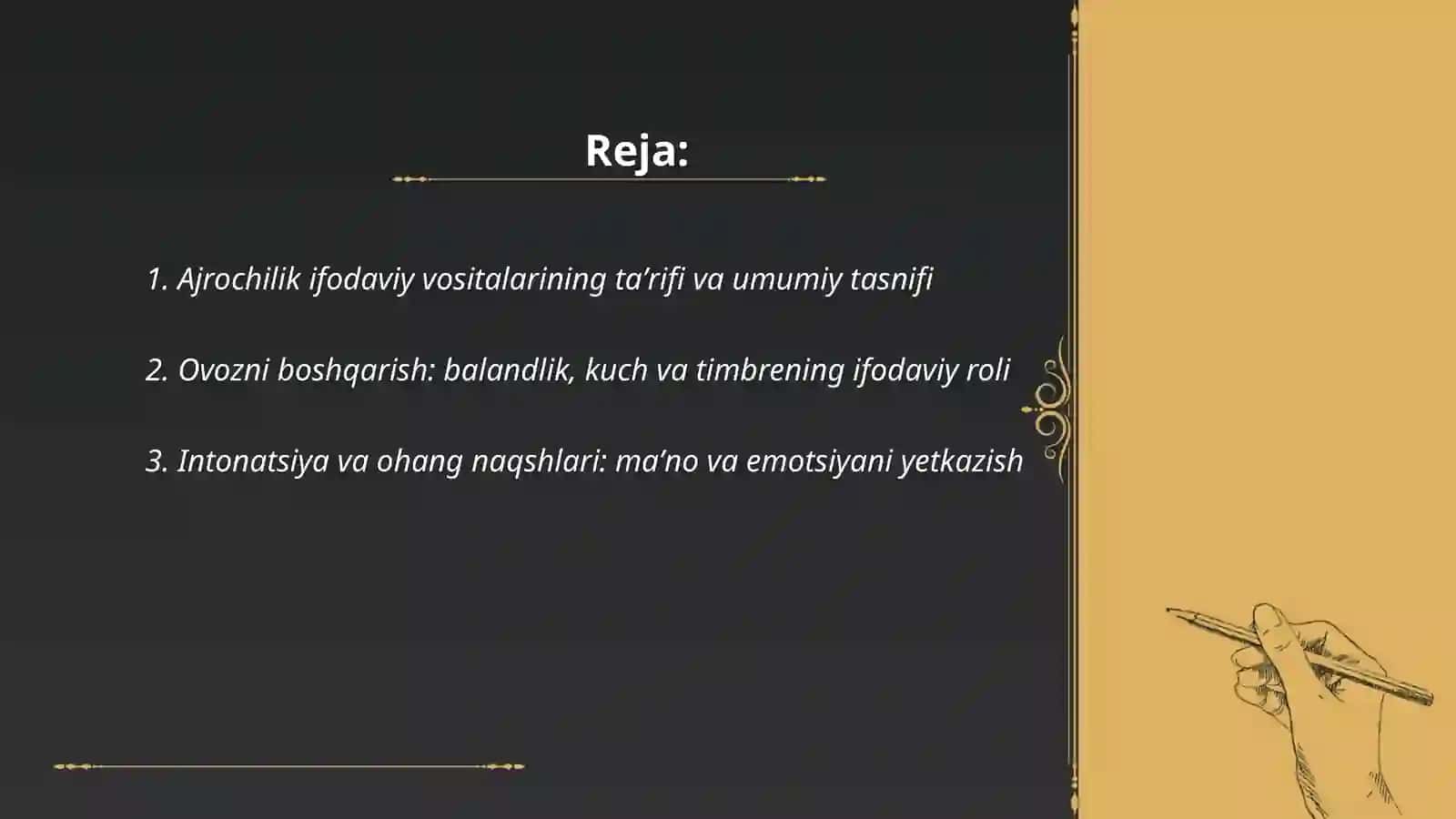 Ajrochilik ifodaviy vositalari. Ifodali bajaruvchi vositalarning vazifalari 2